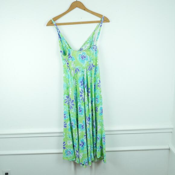 Jams World Large Ci Ci Dress Flower Pop Green Floral Retro Hawaiian Midi Beach - Picture 8 of 9